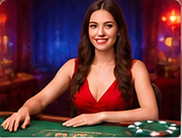 Live casino dealer at a gaming table