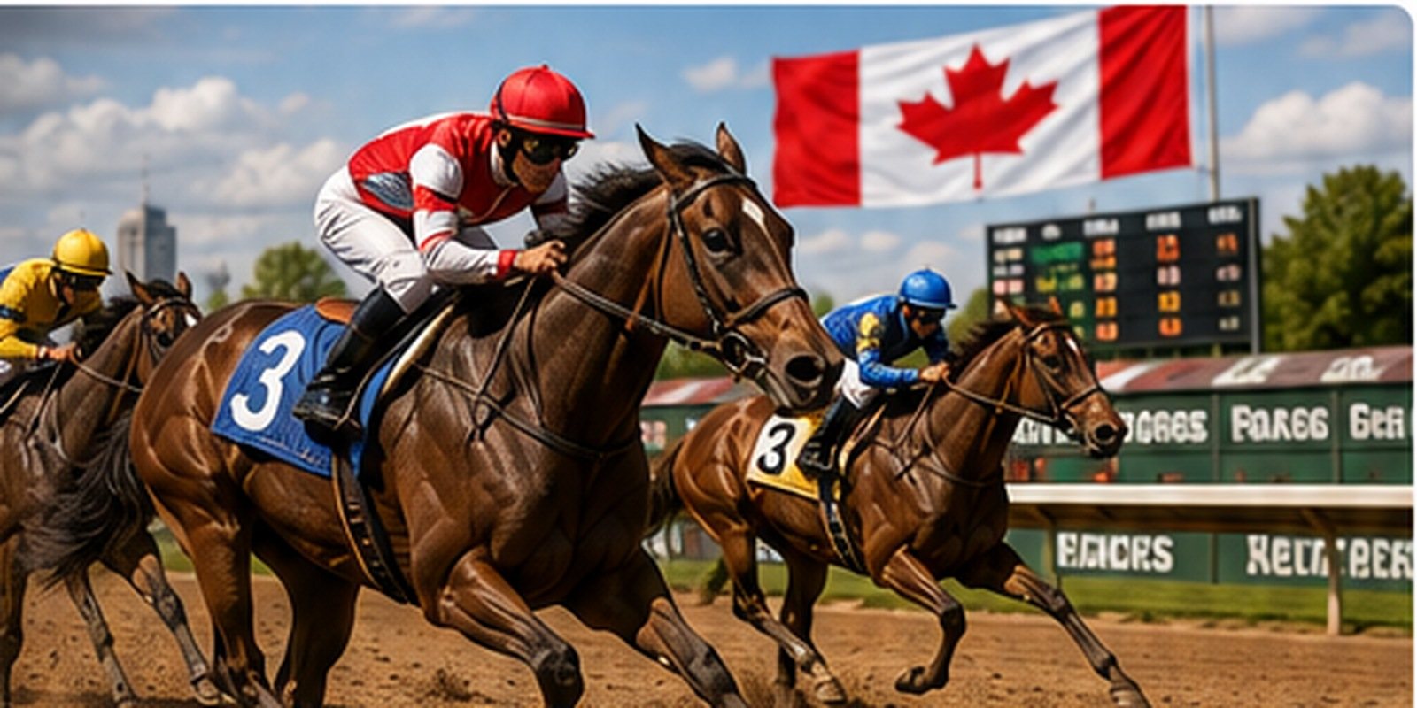 Horse racing at a Canadian racetrack